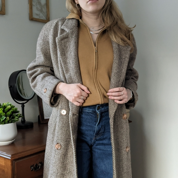 Vintage Herringbone Wool Overcoat - Picture 8 of 11